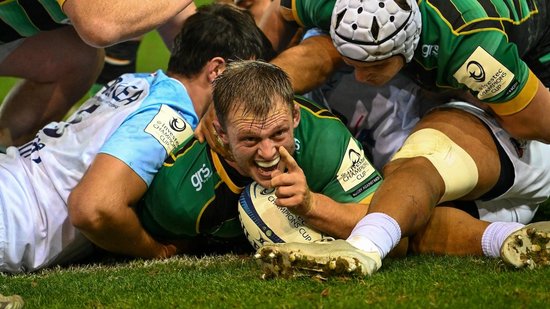 Alex Waller of Northampton Saints against Bayonne.