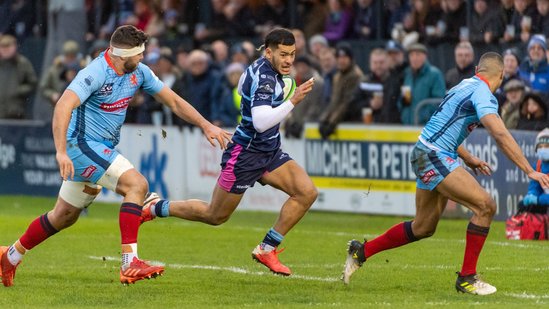 Northampton Saints' Connor Tupai in action for Bedford Blues.