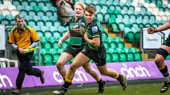 Northampton U18 Academy in action against Leicester Tigers.