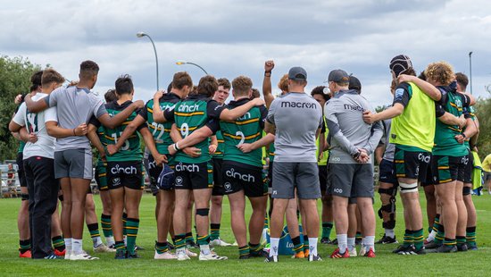 Northampton Saints Under-18s huddle before a game