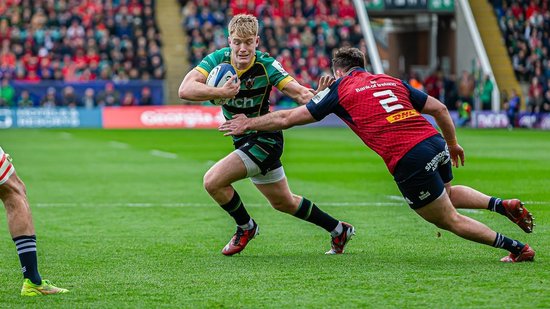 Fin Smith of Northampton Saints against Munster.