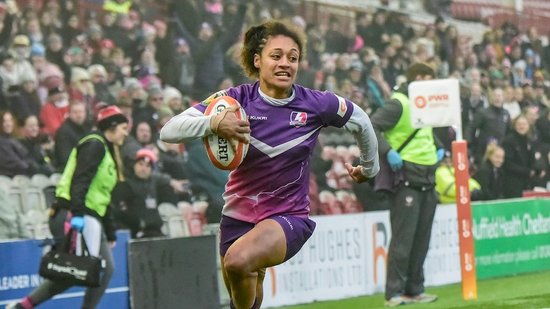 Bulou Mataitoga of Loughborough Lightning against Gloucester-Hartpury.