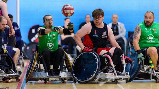 Saints Wheelchair Rugby side in action
