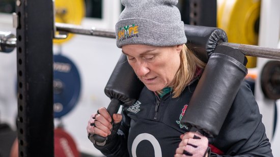 Shape Up With Saints session at the gym at cinch Stadium at Franklin’s Gardens.