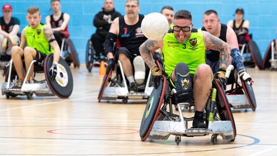 Gerry Mac in action for Saints Wheelchair Rugby