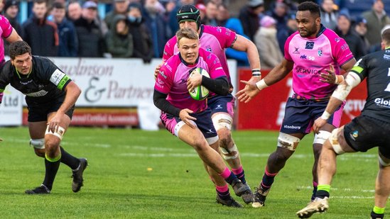 Tom Litchfield of Northampton Saints in action for Bedford Blues