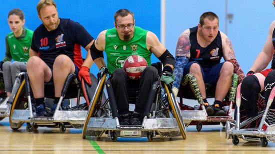 Saints Wheelchair Rugby side in action