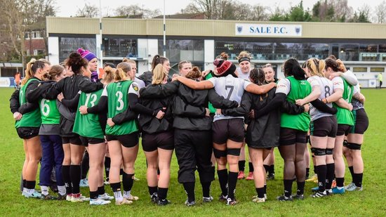 Loughborough Lightning huddle up before playing Sale Sharks.