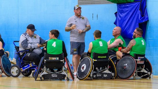 Saints Wheelchair Rugby side in action