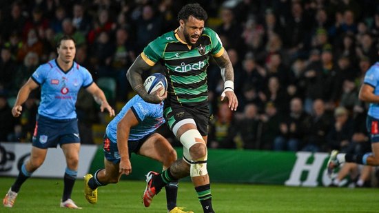 Courtney Lawes in action for Northampton Saints against Bulls.