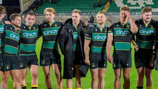 Northampton Saints team huddle during the 2024/25 season.