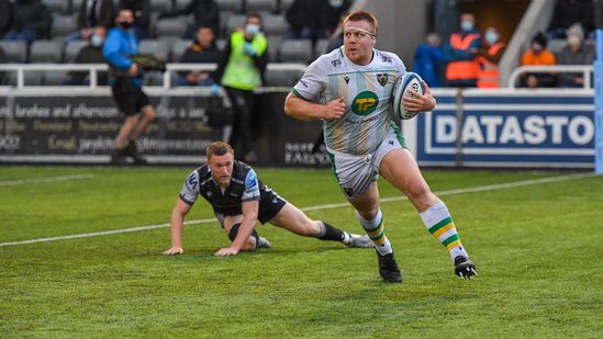 Paul Hill in action for Northampton Saints against Newcastle