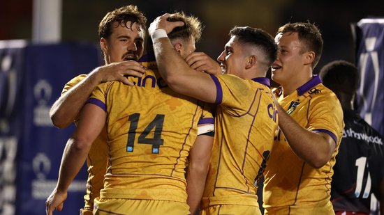 Northampton Saints celebrate a try