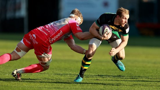 Rory Hutchinson in action for Northampton Saints against Dragons