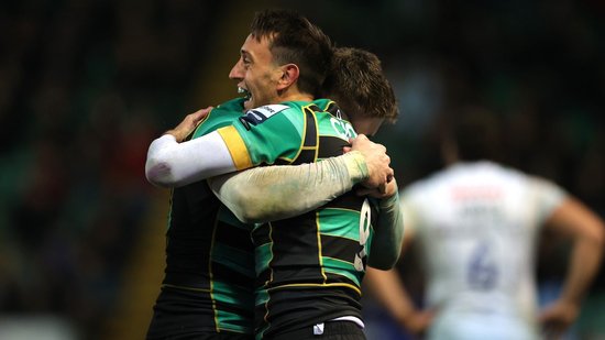 Northampton Saints celebrate a try