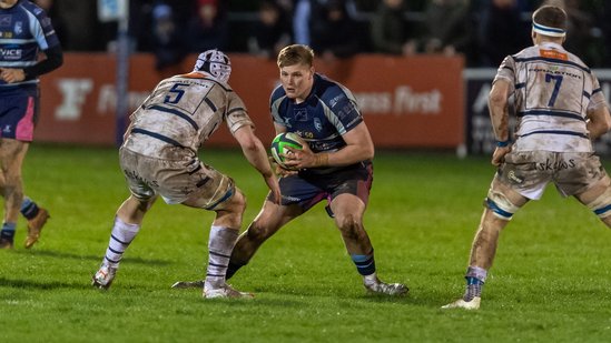 Northampton Saints' Ed Prowse featuring for Bedford Blues.